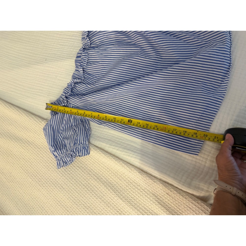 Vineyard Vines for Target Blue White Striped Off Shoulder Ruffle Bardot Top M - Picture 6 of 6